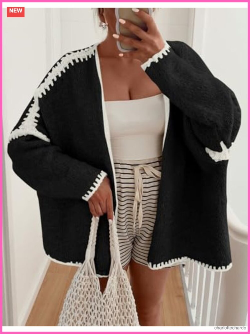 Women's Knit Open Front Cardigan Sweater Lightweight Oversized Long Sleeve - Picture 4 of 6